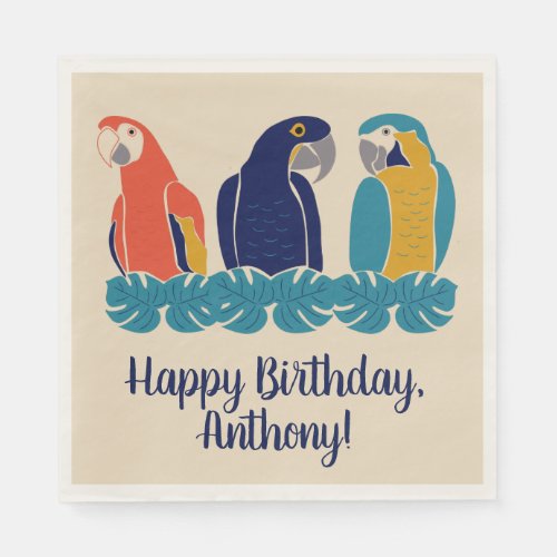 Macaws Illustrations Tropical Themed Party Napkins