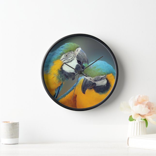 Macaws in love clock (Home)