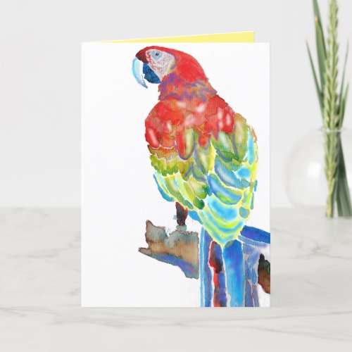 Macaws Red Green Blue Parrot Watercolour Card