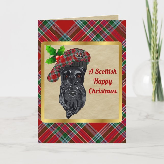 MacBain Badge & Tartan Personalized  Christmas Card (Front)