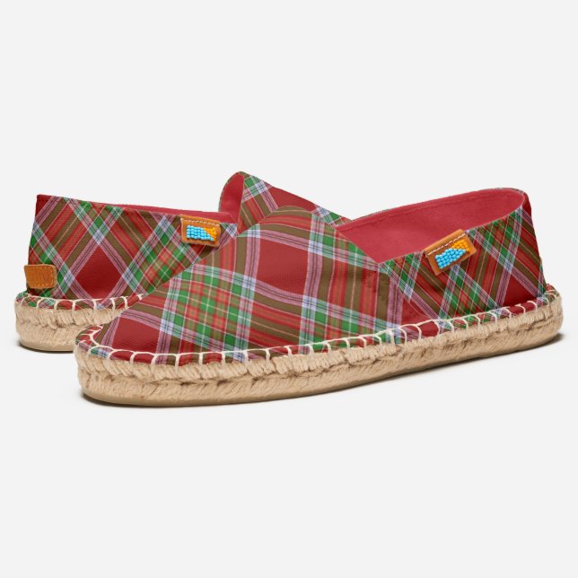 MacBain Clan Red and Green Highland Plaid Espadrilles (Angled)