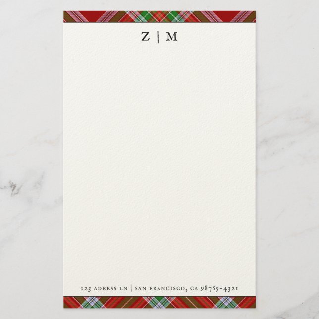 MacBain MacBean Clan Tartan Plaid Pattern Stationery (Front)