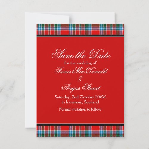 MacBean Ancient Tartan Wedding Save the Date Card