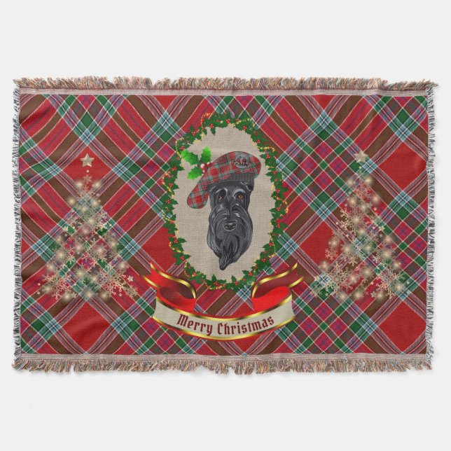 MacBean Scottie Dog Christmas Throw Blanket (Front)