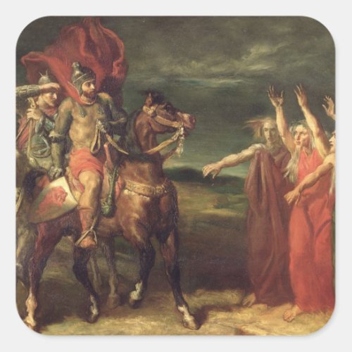 Macbeth and the Three Witches 1855 Square Sticker