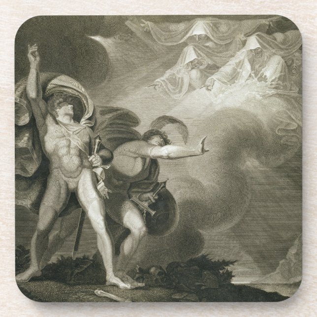Macbeth, Banquo and the Three Witches on the Heath Beverage Coaster (Front)