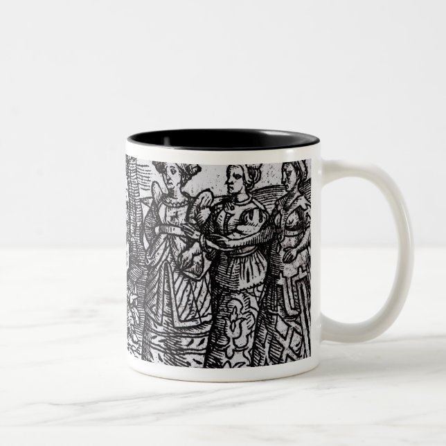 Macbeth, Banquo and the Three Witches Two-Tone Coffee Mug (Right)