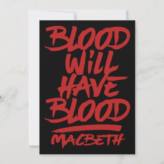 Macbeth Blood Will Have Blood (Front)