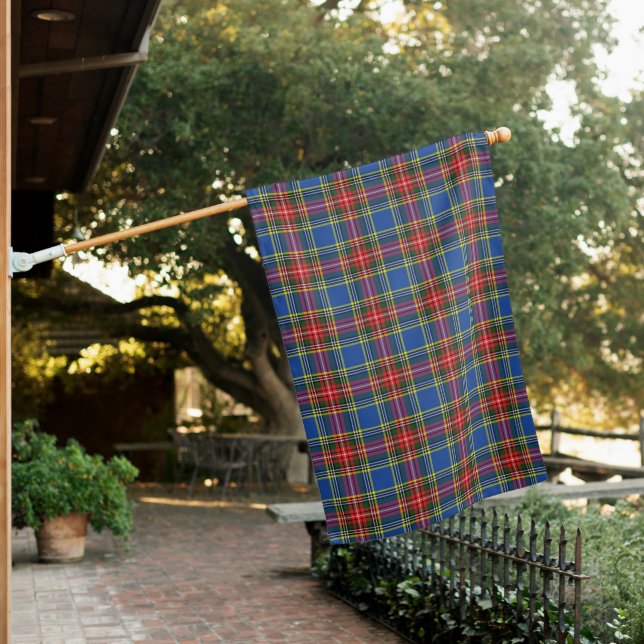 MacBeth Modern Clan Tartan House Flag (In SItu)