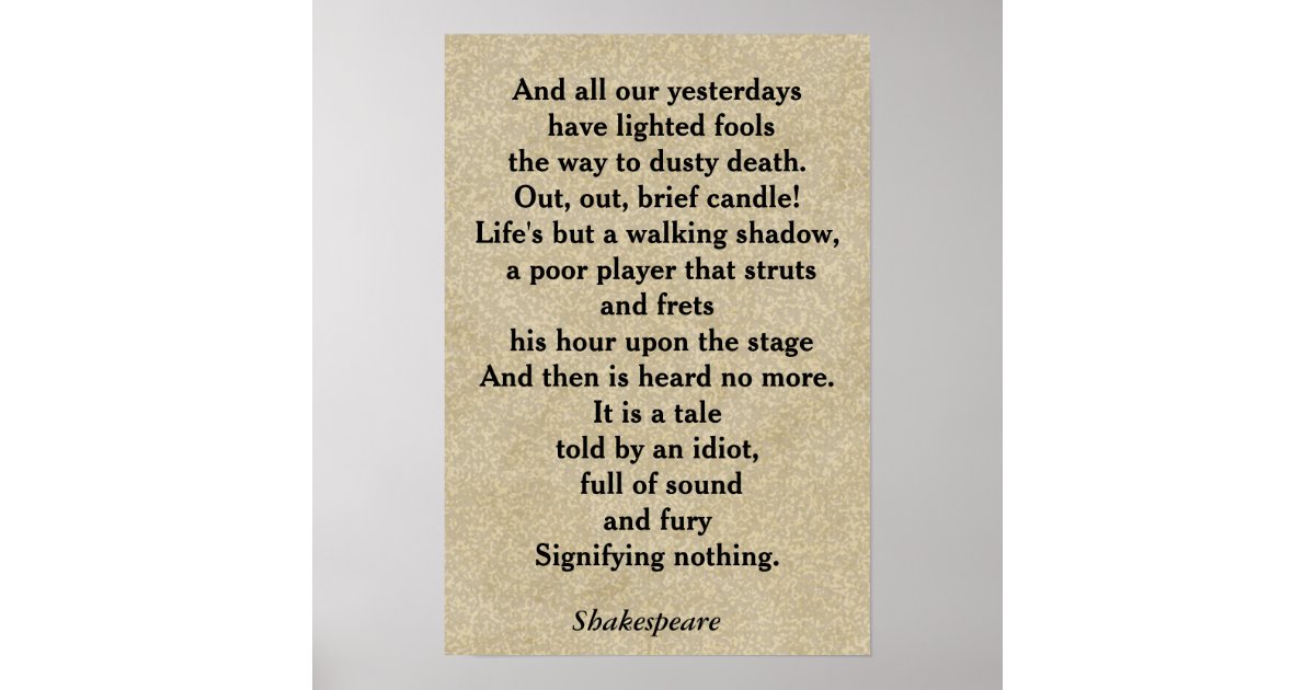 Erklæring bud bilag Macbeth quote - poster | Zazzle