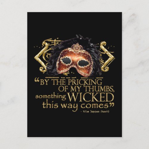 Macbeth Something Wicked Quote Gold Version Postcard