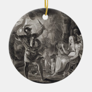 Macbeth, the Three Witches and Hecate in Act IV, S Ceramic Ornament
