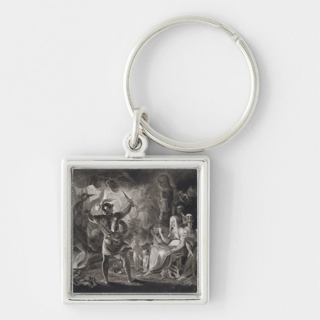 Macbeth, the Three Witches and Hecate in Act IV, S Keychain (Front)