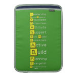 Leadership
 PersonalEngagement
 Ambassador
 Perspectives
 Attitude
 Support
 Role Model
 Commitment
 Active
 Build
 Planning
 Evangelist
 Representative
 
  
   MacBook Air sleeves