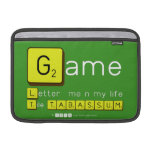 Game
 Letter  me n my life
 Tile TABASSUM  MacBook Air Sleeves (landscape)
