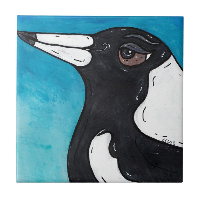 Macca the Magpie Ceramic Tile (Front)