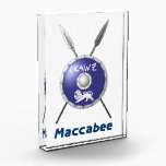 Maccabee Shield And Spears Acrylic Award<br><div class="desc">A depiction of a Maccabee's shield and two spears. The shield is adorned by a lion and text reading "Yisrael" (Israel) in the Paleo-Hebrew alphabet. English text reading "Maccabee" also appears. The Maccabees were Jewish rebels who freed Judea from the yoke of the Seleucid Empire. Chanukkah is not just a...</div>