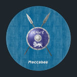Maccabee Shield And Spears Cutting Board<br><div class="desc">A depiction of a Maccabee's shield and two spears. The shield is adorned by a lion and text reading "Yisrael" (Israel) in the Paleo-Hebrew alphabet. Text reading "Maccabee" also appears. The Maccabees were Jewish rebels who freed Judea from the yoke of the Seleucid Empire. Chanukkah is not just a mid-winter...</div>