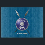 Maccabee Shield And Spears Cutting Board<br><div class="desc">A depiction of a Maccabee's shield and two spears. The shield is adorned by a lion and text reading "Yisrael" (Israel) in the Paleo-Hebrew alphabet. Text reading "Maccabee" also appears. The Maccabees were Jewish rebels who freed Judea from the yoke of the Seleucid Empire. Chanukkah is not just a mid-winter...</div>