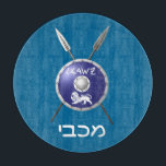 Maccabee Shield And Spears Cutting Board<br><div class="desc">A depiction of a Maccabee's shield and two spears. The shield is adorned by a lion and text reading "Yisrael" (Israel) in the Paleo-Hebrew alphabet. "Maccabee" also appears in modern Hebrew. The Maccabees were Jewish rebels who freed Judea from the yoke of the Seleucid Empire. Chanukkah is not just a...</div>