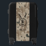 Maccabee Shield And Spears - Desert Luggage<br><div class="desc">A military brown "subdued" style depiction of a Maccabee's shield and two spears on a desert camo background. The shield is adorned by a lion and text reading "Yisrael" (Israel) in the Paleo-Hebrew alphabet. Add your own text. The Maccabees were Jewish rebels who freed Judea from the yoke of the...</div>