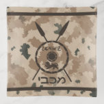 Maccabee Shield And Spears - Desert Trinket Tray<br><div class="desc">A military brown "subdued" style depiction of a Maccabee's shield and two spears on a desert camo background. The shield is adorned by a lion and text reading "Yisrael" (Israel) in the Paleo-Hebrew alphabet. Modern Hebrew text reading "Maccabee" also appears. The Maccabees were Jewish rebels who freed Judea from the...</div>