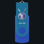 Maccabee Shield And Spears Flash Drive<br><div class="desc">Chag Sameach! A depiction of a Maccabee's shield and two spears. The shield is adorned by a lion and text reading "Yisrael" (Israel) in the Paleo-Hebrew alphabet. Add your own text. The Maccabees were Jewish rebels who freed Judea from the yoke of the Seleucid Empire. Chanukkah is not just a...</div>