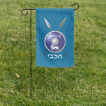 Maccabee Shield And Spears Garden Flag<br><div class="desc">Chag Sameach! A depiction of a Maccabee's shield and two spears. The shield is adorned by a lion and text reading "Yisrael" (Israel) in the Paleo-Hebrew alphabet. "Maccabee" also appears in modern Hebrew. The Maccabees were Jewish rebels who freed Judea from the yoke of the Seleucid Empire. Chanukkah is not...</div>
