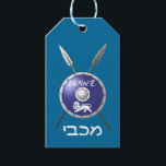 Maccabee Shield And Spears Gift Tags<br><div class="desc">A depiction of a Maccabee's shield and two spears. The shield is adorned by a lion and text reading "Yisrael" (Israel) in the Paleo-Hebrew alphabet. Modern Hebrew text reading "Maccabee" also appears. The Maccabees were Jewish rebels who freed Judea from the yoke of the Seleucid Empire. Chanukkah is not just...</div>