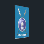 Maccabee Shield And Spears Metal Print<br><div class="desc">Chag Sameach! A depiction of a Maccabee's shield and two spears. The shield is adorned by a lion and text reading "Yisrael" (Israel) in the Paleo-Hebrew alphabet. Modern Hebrew text reading "Maccabee" also appears. Feel free to ask me if you need assistance with other sizes. Click on "Ask this Designer"...</div>
