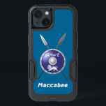 Maccabee Shield And Spears iPhone 13 Case<br><div class="desc">A depiction of a Maccabee's shield and two spears. The shield is adorned by a lion and text reading "Yisrael" (Israel) in the Paleo-Hebrew alphabet. English text reading "Maccabee" also appears. The Maccabees were Jewish rebels who freed Judea from the yoke of the Seleucid Empire. Chanukkah is not just a...</div>