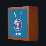 Maccabee Shield And Spears Pencil Holder<br><div class="desc">A depiction of a Maccabee's shield and two spears. The shield is adorned by a lion and text reading "Yisrael" (Israel) in the Paleo-Hebrew alphabet. "Maccabee" also appears in modern Hebrew. The Maccabees were Jewish rebels who freed Judea from the yoke of the Seleucid Empire. Chanukkah is not just a...</div>