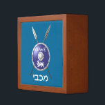 Maccabee Shield And Spears Pencil Holder<br><div class="desc">A depiction of a Maccabee's shield and two spears. The shield is adorned by a lion and text reading "Yisrael" (Israel) in the Paleo-Hebrew alphabet. "Maccabee" also appears in modern Hebrew. The Maccabees were Jewish rebels who freed Judea from the yoke of the Seleucid Empire. Chanukkah is not just a...</div>