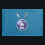 Maccabee Shield And Spears Pillow Case<br><div class="desc">A depiction of a Maccabee's shield and two spears. The shield is adorned by a lion and text reading "Yisrael" (Israel) in the Paleo-Hebrew alphabet. The Maccabees were Jewish rebels who freed Judea from the yoke of the Seleucid Empire. Chanukkah is not just a mid-winter festival featuring candles and fried...</div>