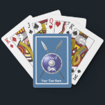 Maccabee Shield And Spears Poker Cards<br><div class="desc">Chag Sameach! A depiction of a Maccabee's shield and two spears. The shield is adorned by a lion and text reading "Yisrael" (Israel) in the Paleo-Hebrew alphabet. Add your own text. The Maccabees were Jewish rebels who freed Judea from the yoke of the Seleucid Empire. Chanukkah is not just a...</div>