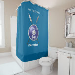 Maccabee Shield And Spears Shower Curtain<br><div class="desc">A depiction of a Maccabee's shield and two spears. The shield is adorned by a lion and text reading "Yisrael" (Israel) in the Paleo-Hebrew alphabet. English text "Maccabee" also appears. Customize by adding your own additional text. The Maccabees were Jewish rebels who freed Judea from the yoke of the Seleucid...</div>