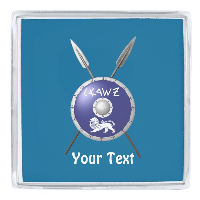 Maccabee Shield And Spears Silver Finish Lapel Pin (Front)