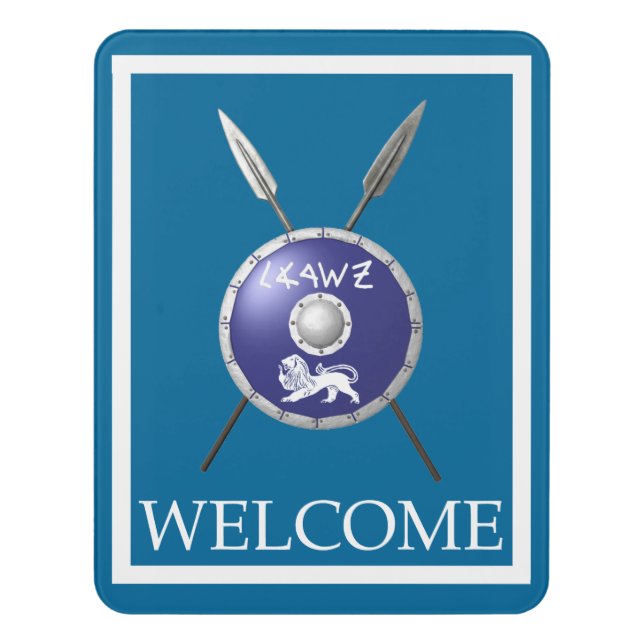Maccabee Shield And Spears - Welcome Door Sign (Contemporary Vert)