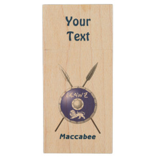 Maccabee Shield And Spears Wood USB Flash Drive