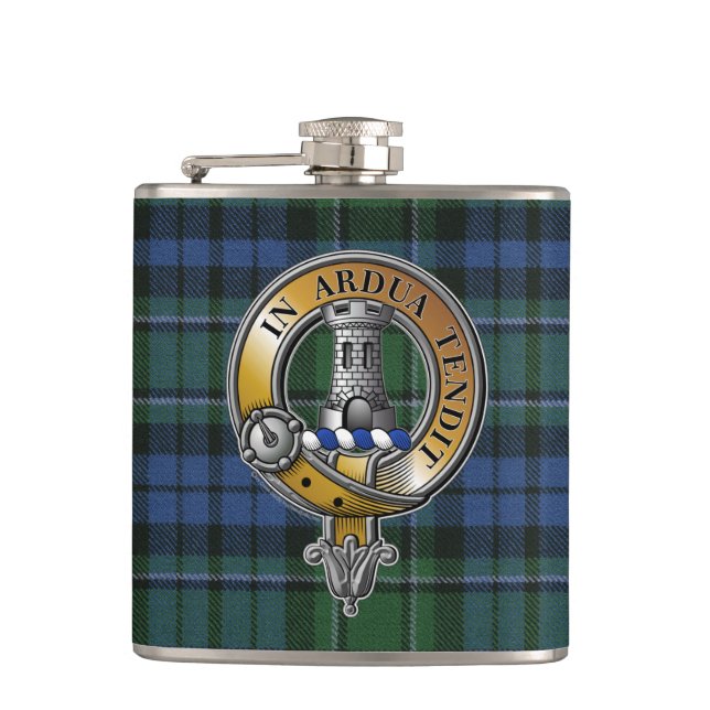 MacCallum Tartan & Badge Flask (Front)