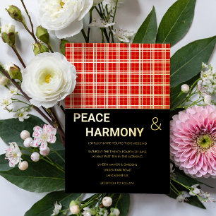 MacClan Tartan Red Black Gold Pattern Wedding Foil Invitation