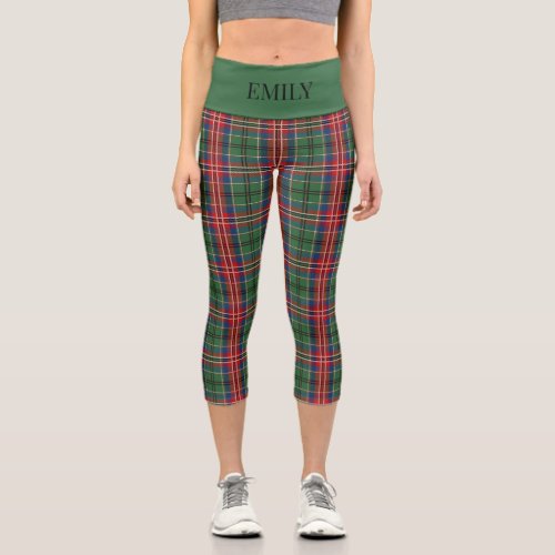 MacCulloch Scottish Plaid Red Green Personalize Capri Leggings