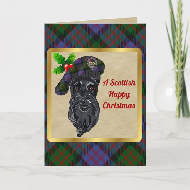 MacDonald Badge & Tartan Personalized Christmas Card (Front)