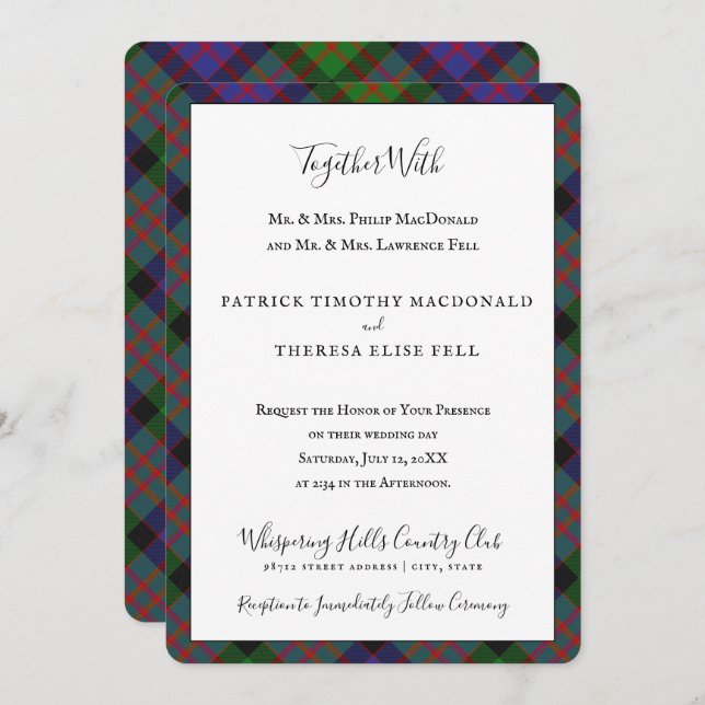 MacDonald Clan Tartan Scottish Plaid Invitation (Front/Back)