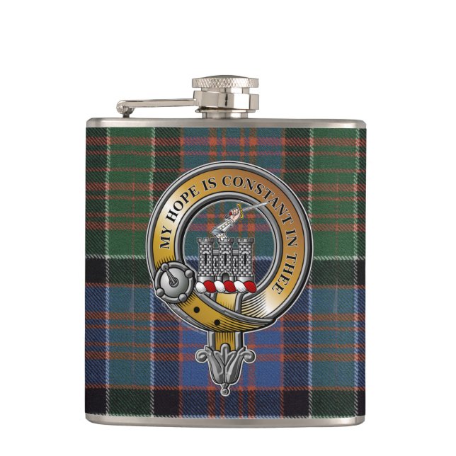 MacDonald Clanranald Tartan & Badge Flask (Front)