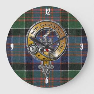MacDonald Clanranald Tartan & Badge Large Clock