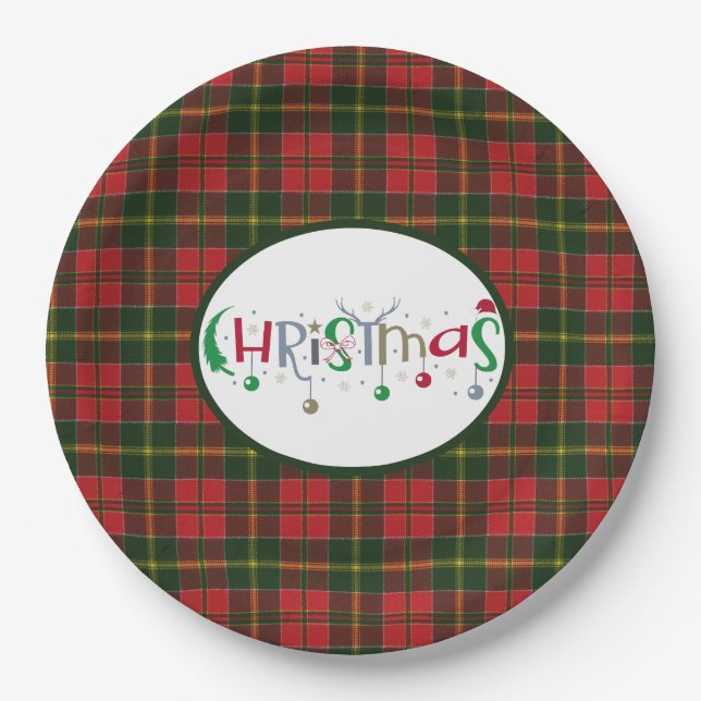  MacDonald Kingsburgh Scottish Tartan  Christmas Paper Plates (Front)
