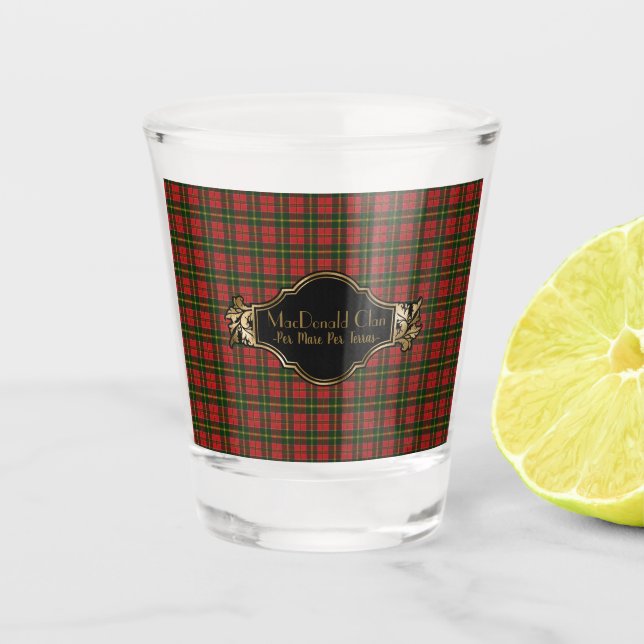 MacDonald Modern Original Scottish Clan Tartan Shot Glass (Front)
