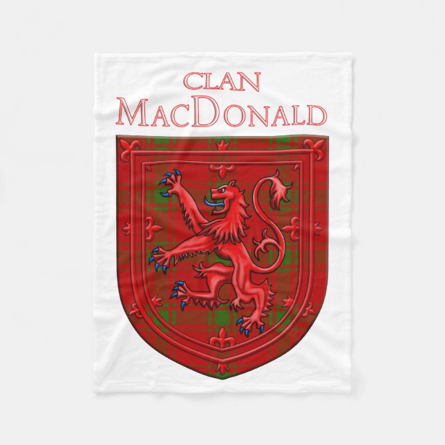 MacDonald of Sleat Tartan Scottish Plaid Lion Ramp Fleece Blanket (Front)