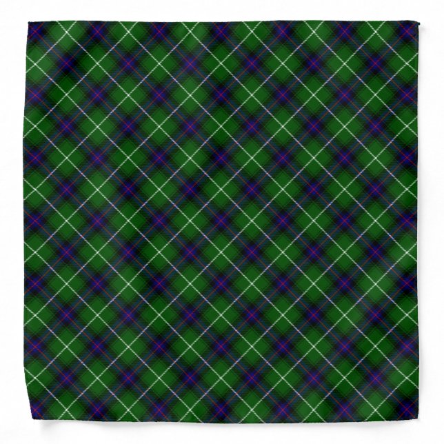 MacDonald tartan green blue plaid Bandana (Front)